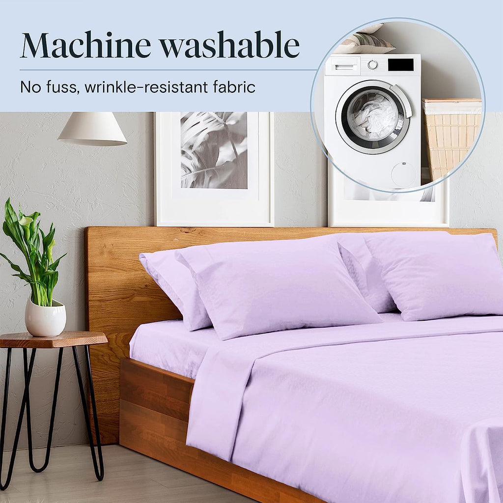 LuxClub 7 PC Sheet Set Sheets Deep Pockets 18" Eco Friendly Wrinkle Free Cooling Sheets Machine Washable Hotel Bedding Silky Soft - Periwinkle California King