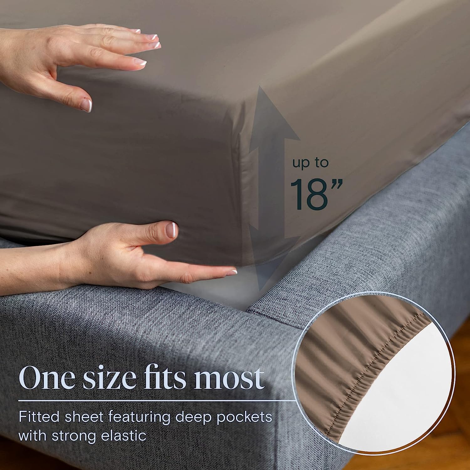 LuxClub 6 PC California King Size Sheet Set Bamboo Sheets Deep Pockets 18" Eco Friendly Wrinkle Free Cooling Sheets Machine Washable Hotel Bedding Silky Soft - Tree Bark California King