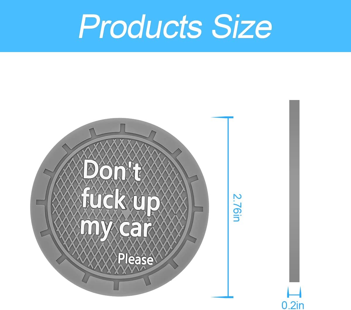 8sanlione 2 Pack Car Cup Holder Coasters, 2.75 Inch Non-Slip PVC Insert Cup Coaster, Anti-Scratch Auto Cup Mats for Women Men, Vehicle Interior Accessories Universal for Car, SUV, Truck (D Gray/2PCS)