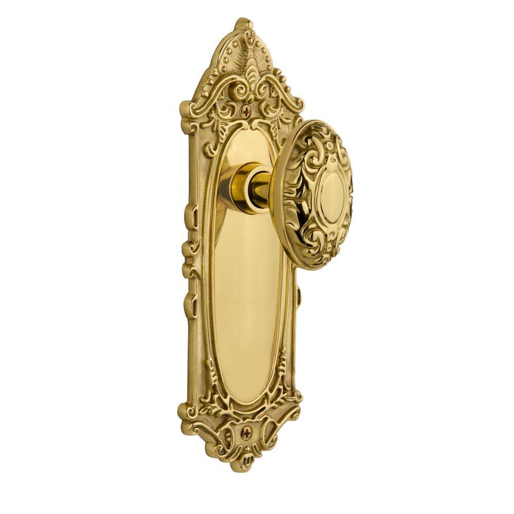 Victorian Plate 2-3/4 in. Backset Unlacquered Brass Privacy Bed/Bath Victorian Door Knob