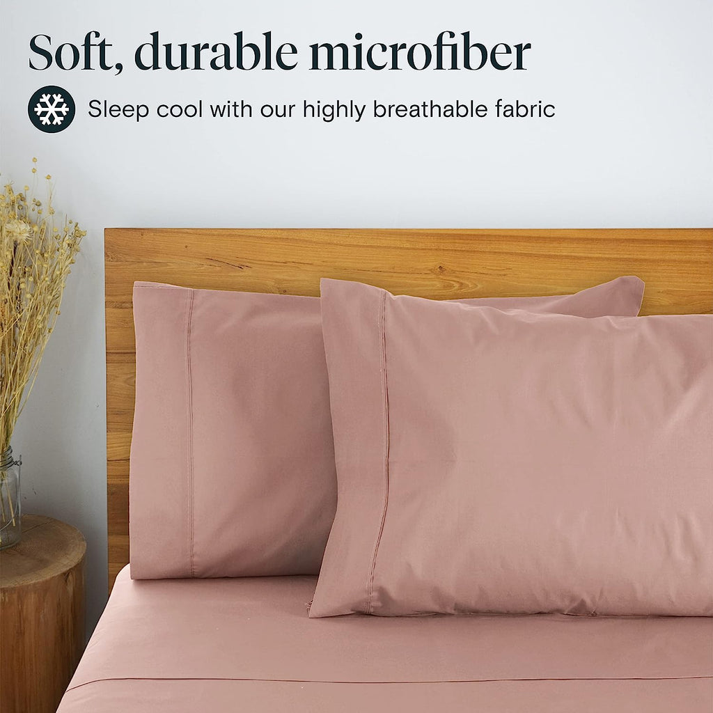 LuxClub 6 PC Queen Sheet Set Bamboo Sheets Deep Pockets 18" Eco Friendly Wrinkle Free Cooling Sheets Machine Washable Hotel Bedding Silky Soft - Pearl Pink Queen